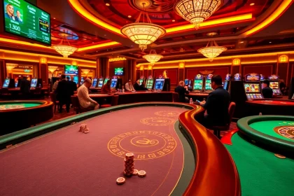 Exciting gameplay at 136bet featuring vibrant casino tables and poker chips.