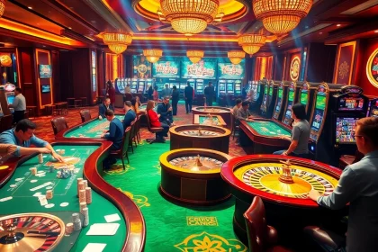 Experience thrilling gameplay at https://cpc188.org with a vibrant casino scene featuring poker and roulette.