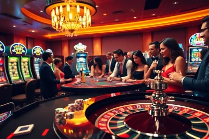Players celebrate wins at a glamorous casino table inspired by https://do666.at, highlighting excitement and luxury.