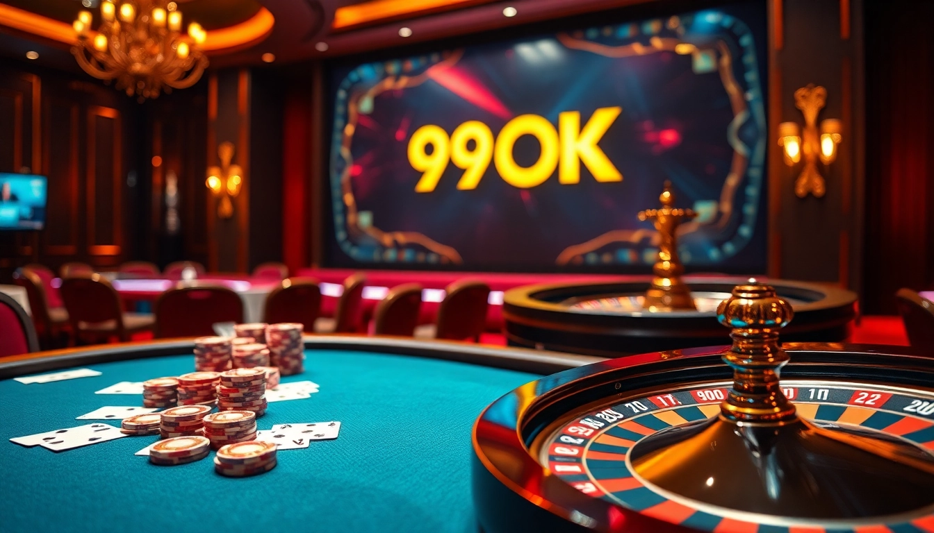 Experience the thrill of winning at 99OK with a lively casino atmosphere and vibrant gaming elements.