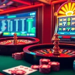 Engaging casino scene highlighting the online gambling experience at 733bet with cards, chips, and a roulette wheel.