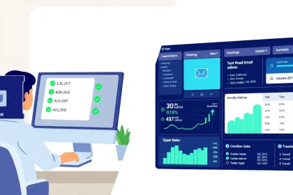 Processus de vérification d’e-mails en ligne montrant un utilisateur téléchargeant des listes d’e-mails avec des résultats positifs.