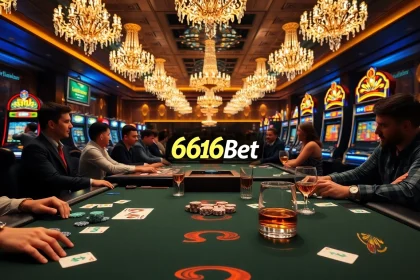 Players engaging in exciting games at 6666bet's luxurious casino environment.