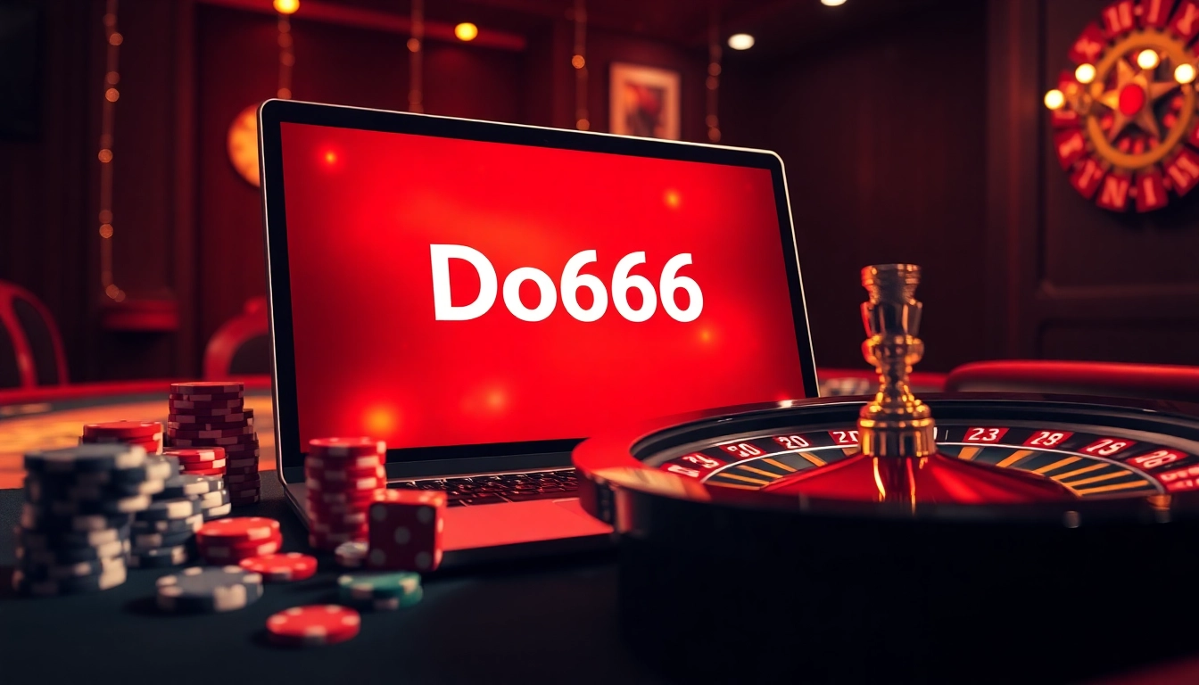 Experience the thrill of gaming with Do666, featuring luxurious casino elements and online betting interfaces.