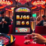 BJ66 slot machine lights up a vibrant casino scene filled with excited players and colorful chips.