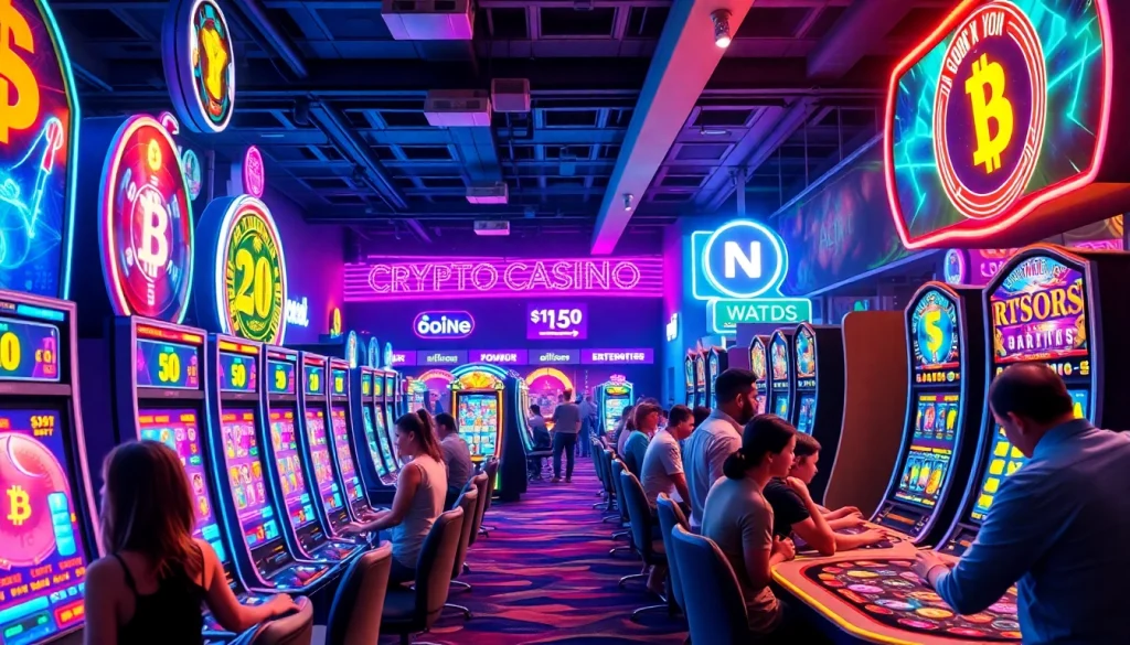 Joueurs passionnés s'amusant dans un crypto casino moderne.