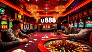 Winning at u 888 casino with vibrant slot machines and roulette excitement.