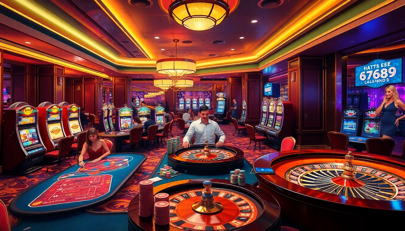 Players engaging in thrilling games at https://6789.now/ casino, showcasing vibrant tables and slot machines.