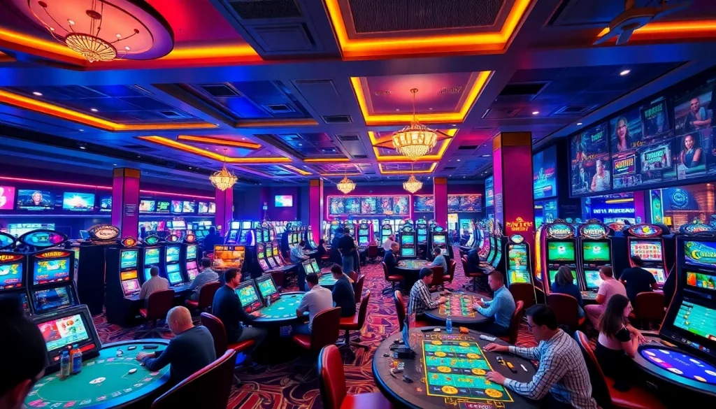 Vibrant online gaming scene depicting meilleur casino en ligne belgique with players enjoying various games.