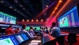 Engaging sports betting atmosphere showcasing meilleurs sites de paris sportifs with dynamic odds and bettors.