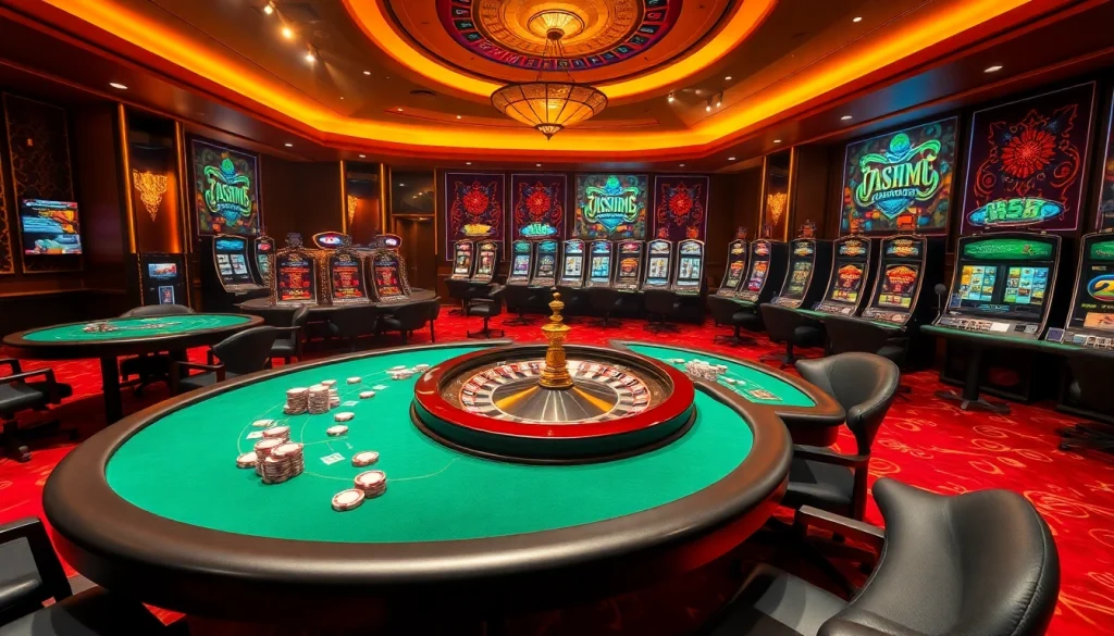 Engaged players enjoying a thrilling game at the Bk33 casino, showcasing excitement and luxury.