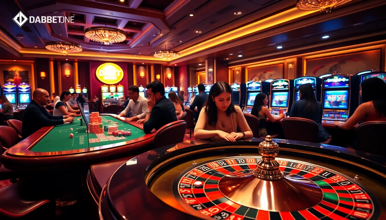 Sparking excitement at https://dabet.one/ casino tables with players enjoying roulette and slots.