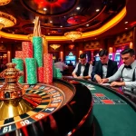 Experience high-stakes gambling at DH88.bio with a dynamic casino scene featuring roulette and poker tables.