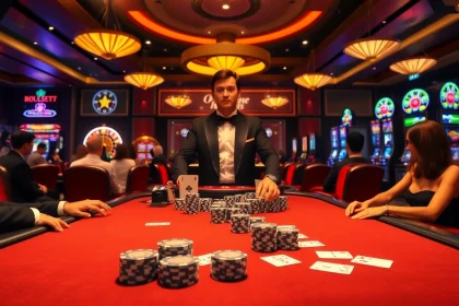 Experience the thrill of UU88 with a luxurious casino scene featuring poker and roulette.