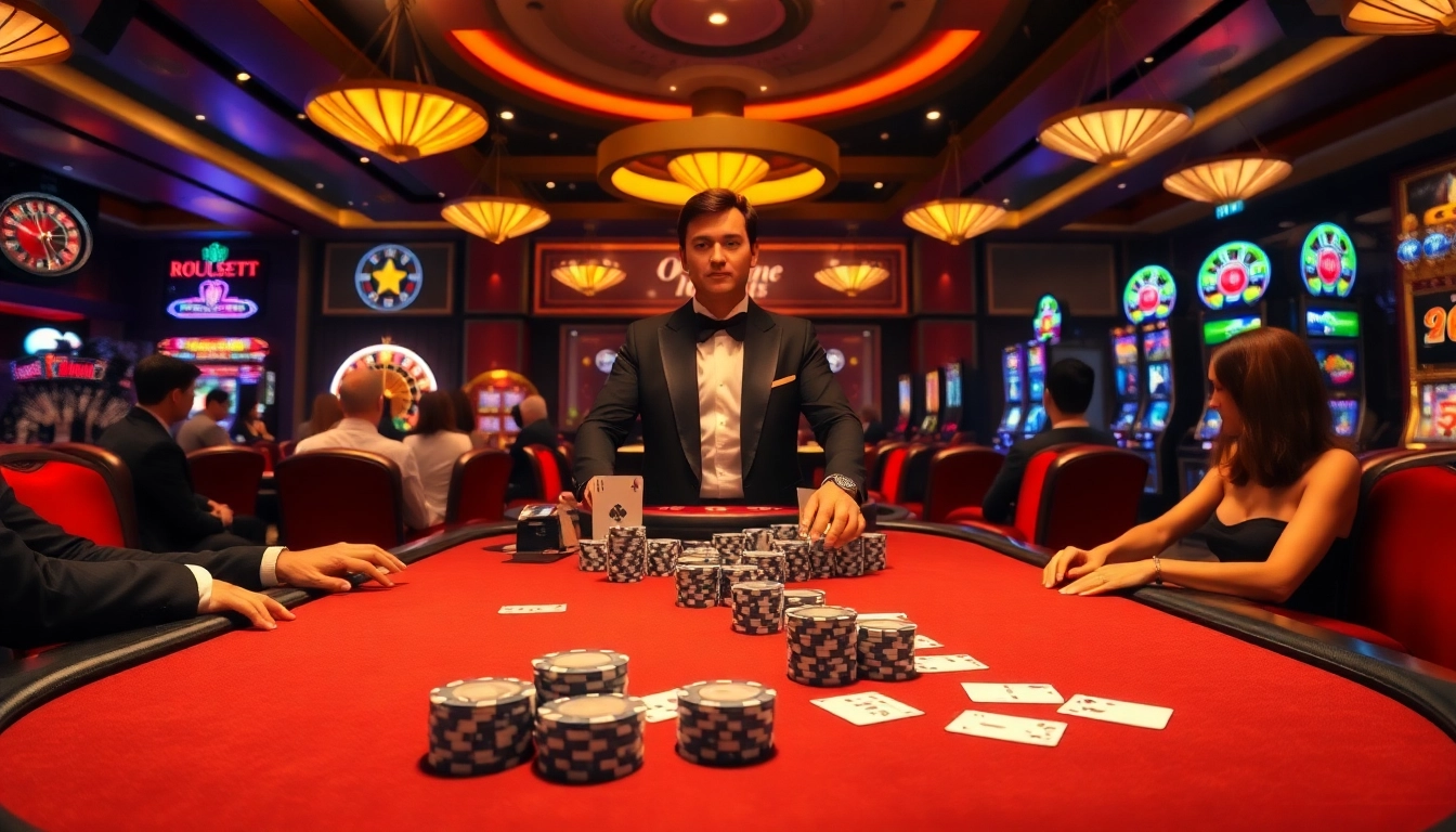 Experience the thrill of UU88 with a luxurious casino scene featuring poker and roulette.