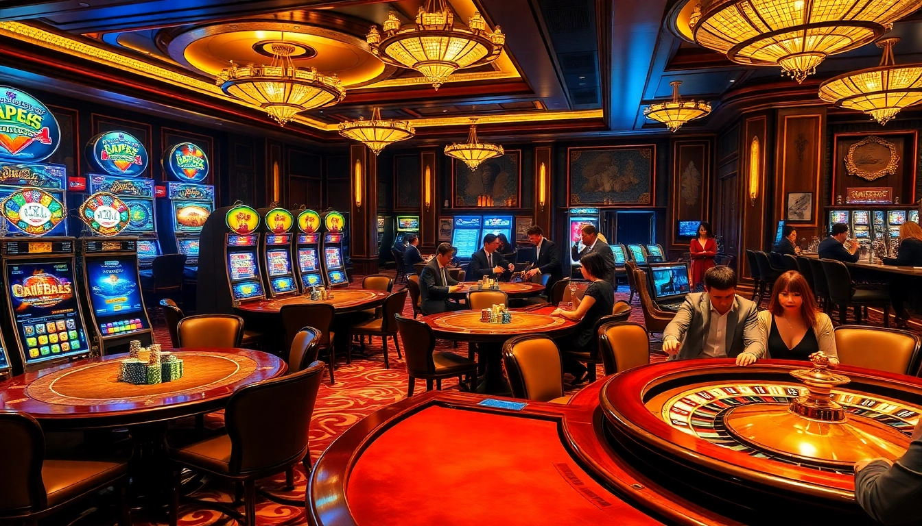 Experience the thrill of classic casino games at https://da88.monster/, showcasing vibrant slot machines and poker action.