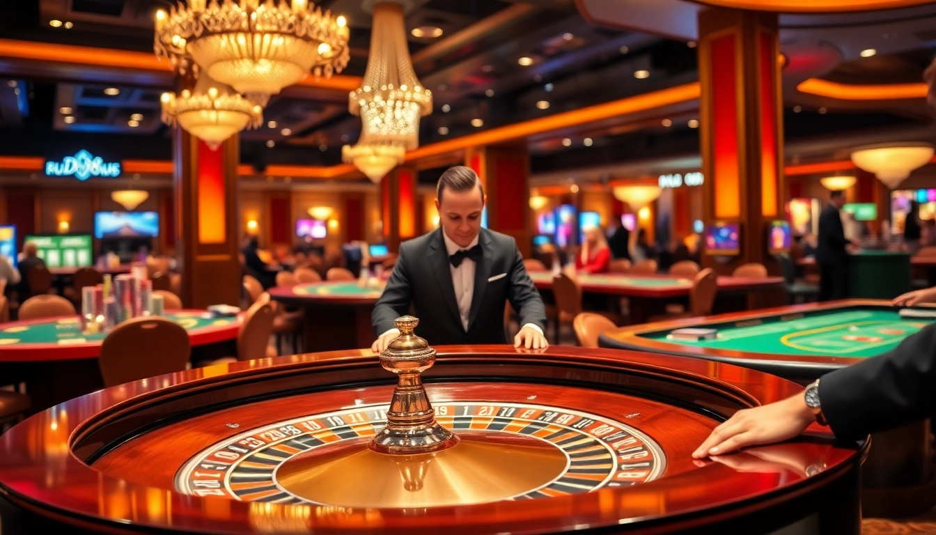 Players enjoying a thrilling roulette game at Du88 casino with vibrant atmosphere.