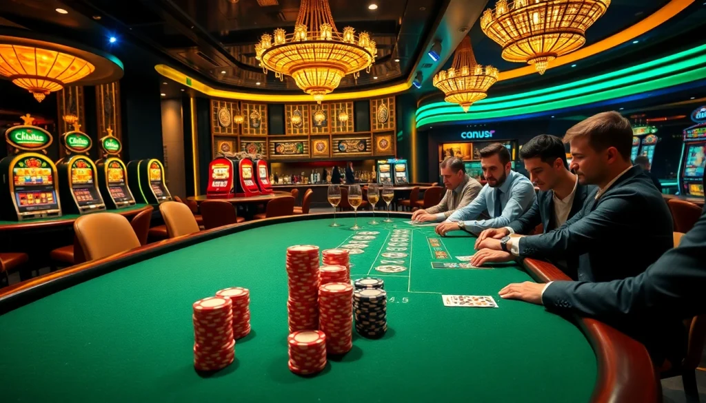 Exciting poker action and vibrant casino visuals inspired by j88.gives, featuring luxury and strategy.