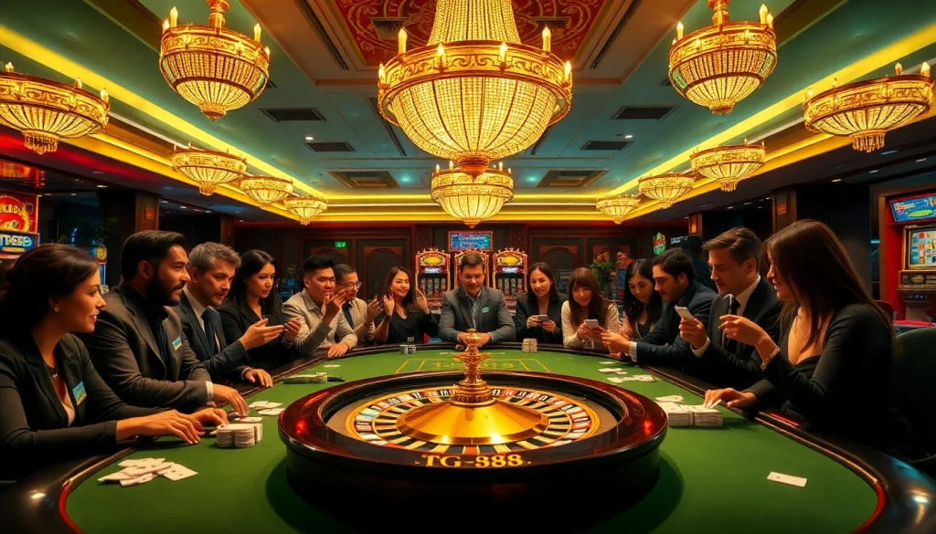 Experience thrilling gameplay at TG88 casino with vibrant tables, roulette, and poker action.