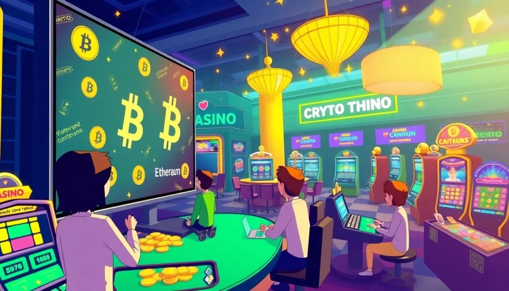 Des joueurs profitant d'une expérience de casino en ligne crypto animée avec des jeux palpitants.