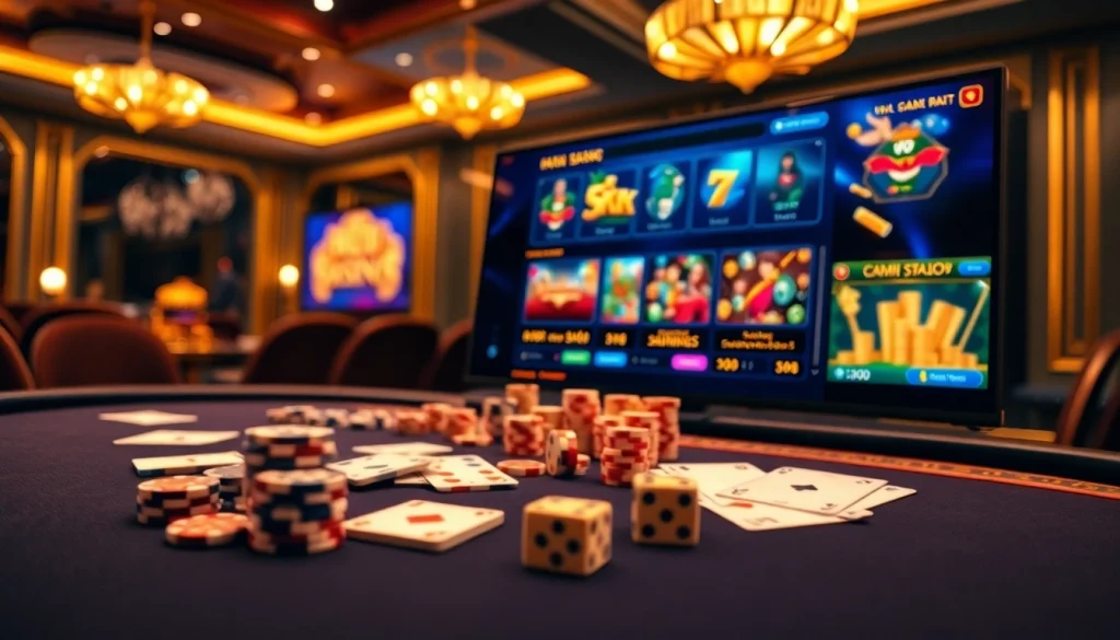 Experience the thrill of Bk33 casino with vibrant gaming visuals and luxurious casino elements.