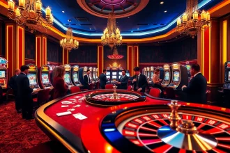 Exciting gambling scene featuring high-stakes poker at https://23win.casino/ with vibrant casino elements.