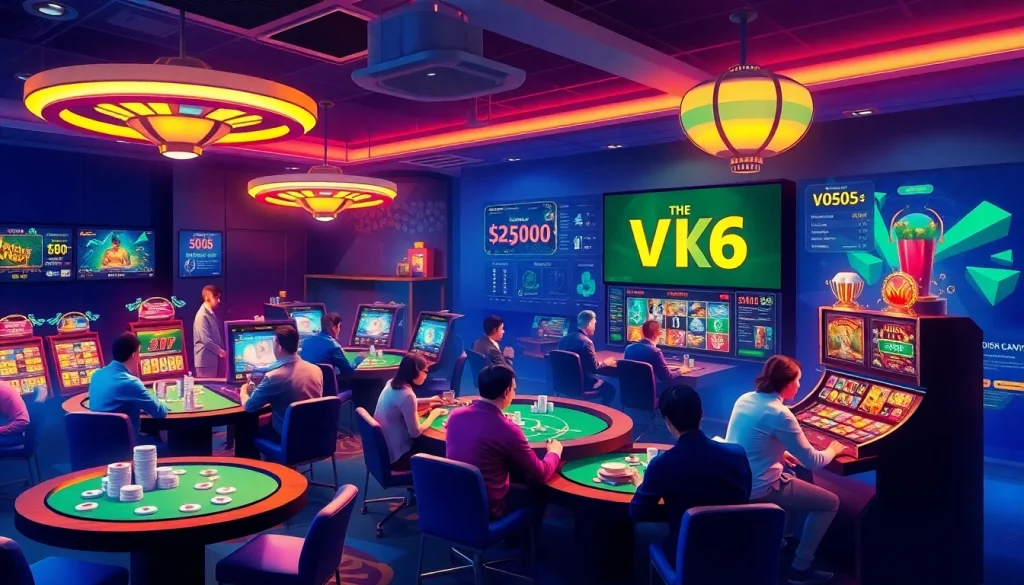 Exciting online gaming scene representing Nhà cái VN6 with vibrant colors and user-friendly interface.