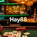 Hay88 players engaging in exciting card games at a luxurious casino table.