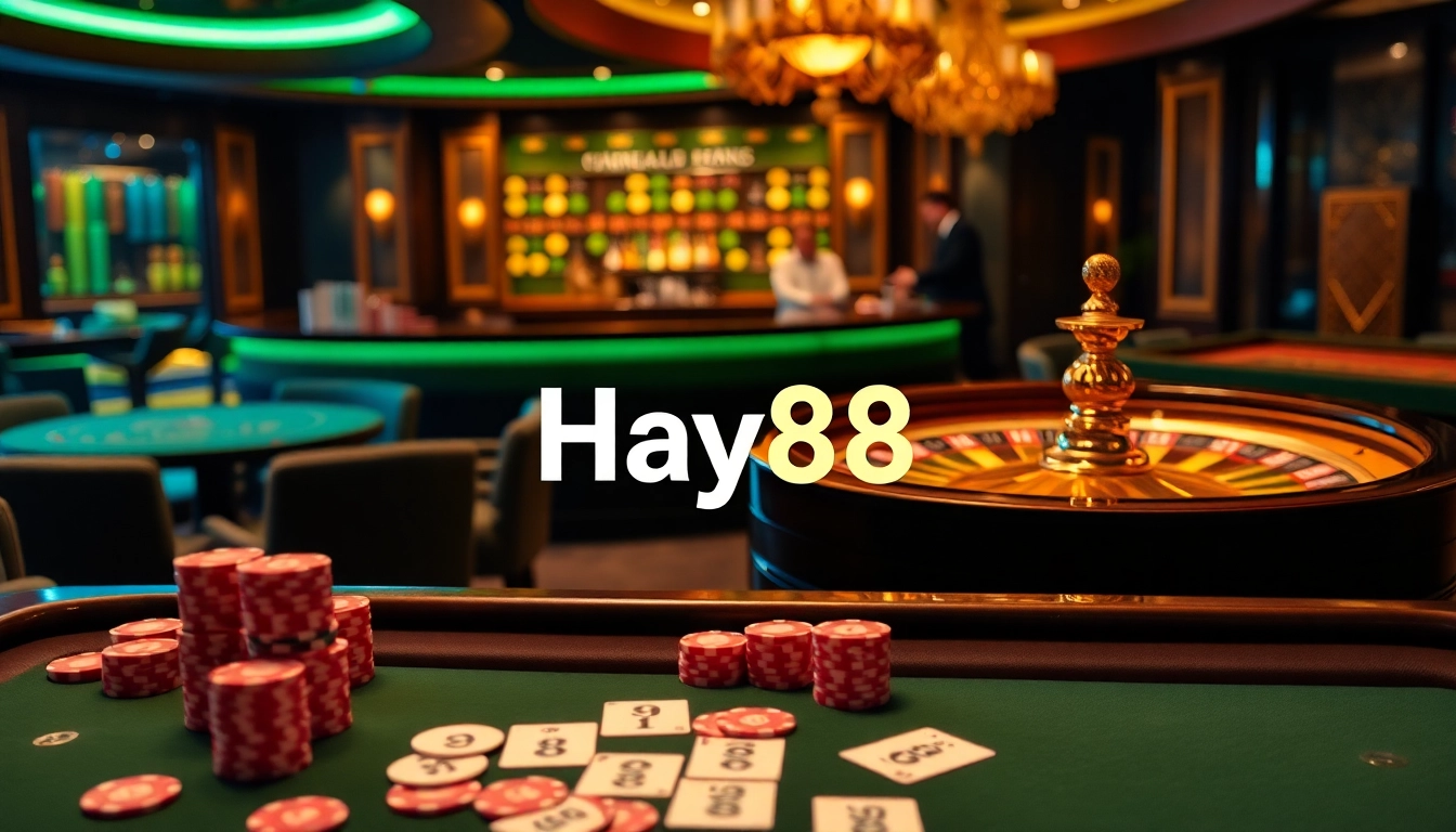 Hay88 players engaging in exciting card games at a luxurious casino table.